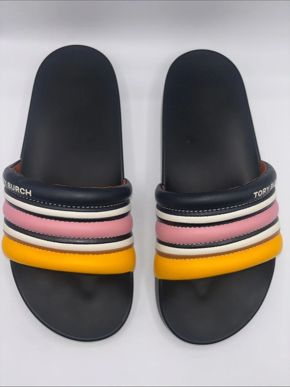 Tory Burch Quilted Nappa Black Leather Slide Sandals